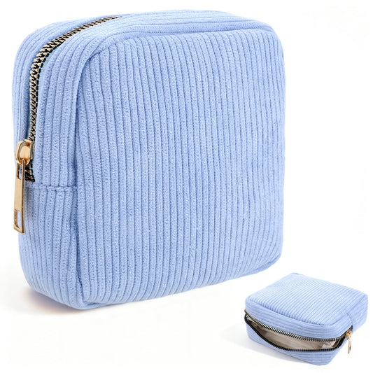 Guduling Period Bags for Teenage Girls,Blue Period Pouch,Mini Corduroy Pad Bag,Portable Tampon Pouch with Zipper,for Purse, First Periods for Women Ladies(Blue)