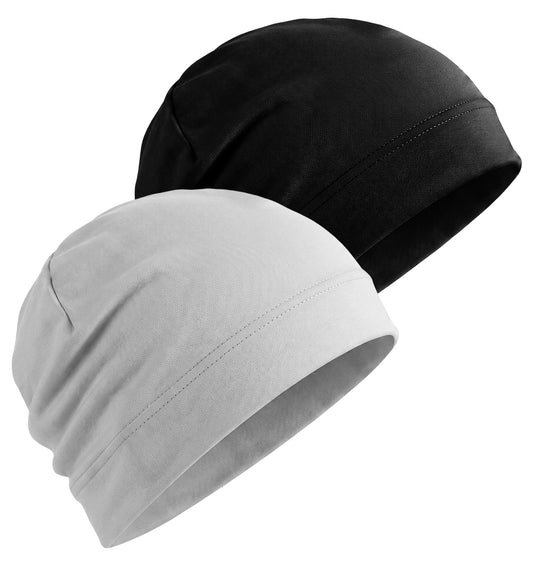 2 PCS Skull Caps for Men, Cotton Sleep Cap Men Lightweight & Breathable