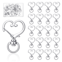 Guduling 20pcs Key Chains for Craft, Swivel Lobster Clasp, Key Ring Clips, Heart-Shaped Silver Bulk Lobster Clasp, Suitable for Handmade Keychains, Pendants, Making DIY Crafts