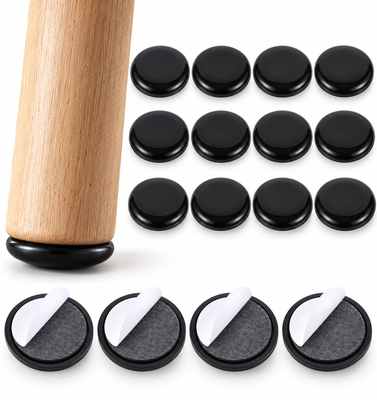 Furniture Sliders for Carpet, 16PCS Furniture Floor Protectors, Black