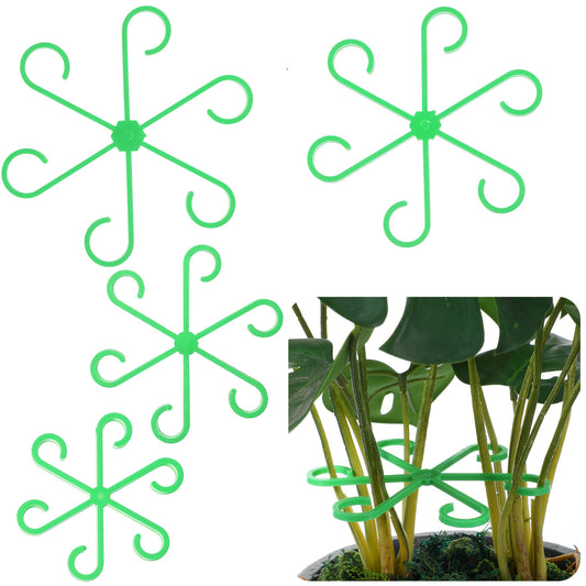 Classicseali 8PCS Plant Stem Support, 4 Sizes Plant Stabilizer, Reusable Stem Supports for Indoor Plants, with 6 Hooks, Promote Plants Growth, for Vines, Pothos, Roses, Jasmine, Morning Glory, Green