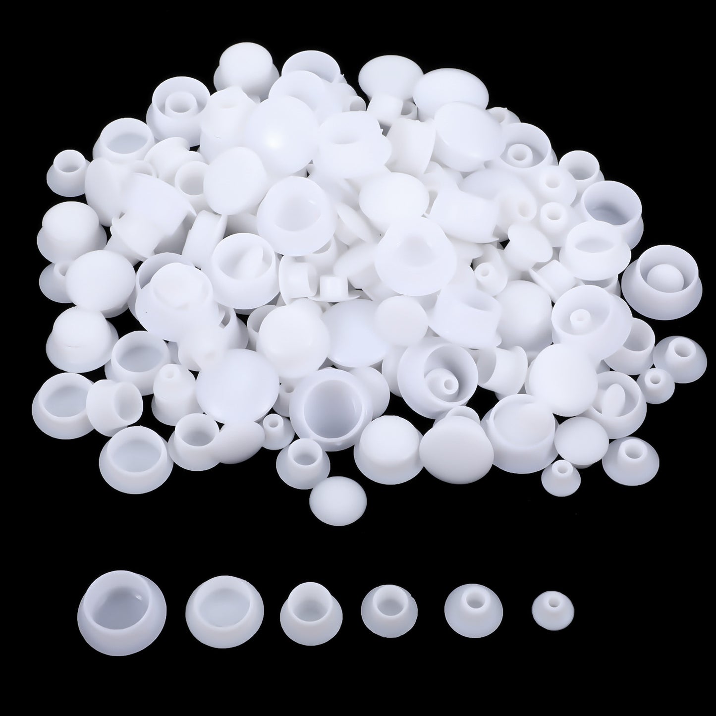 Oruola 180pcs White Hole Plugs,6 Sizes Plastic Screw Hole Plugs,Hole Plugs Assorted for Nail Holes, Screw Holes, Partition Holes in Cabinets, Brackets, Shelves (5mm/6mm/8mm/10mm/12mm/14mm)