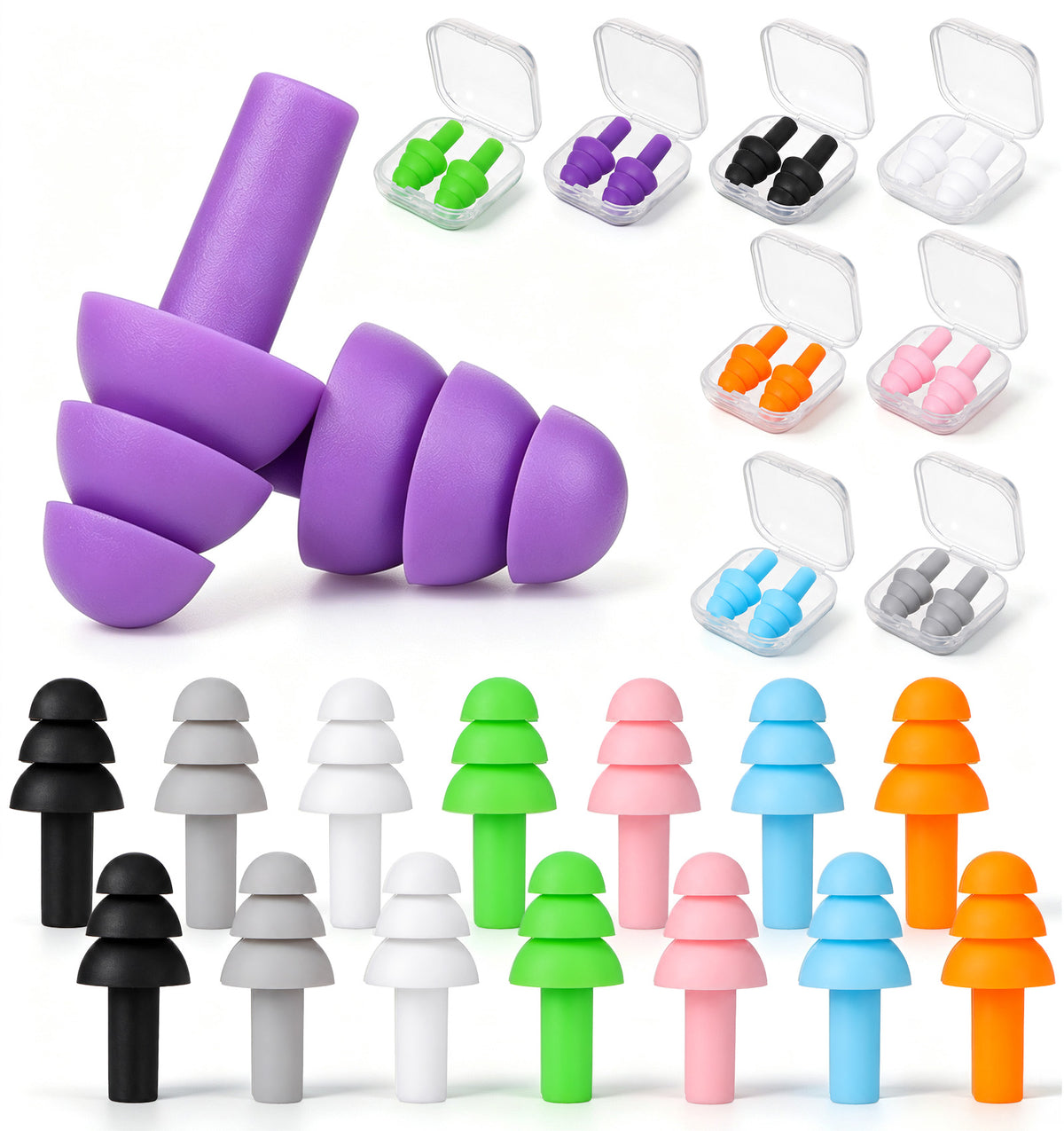 8 Pairs Ear Plugs, Ear Plugs for Sleeping, Silicone
