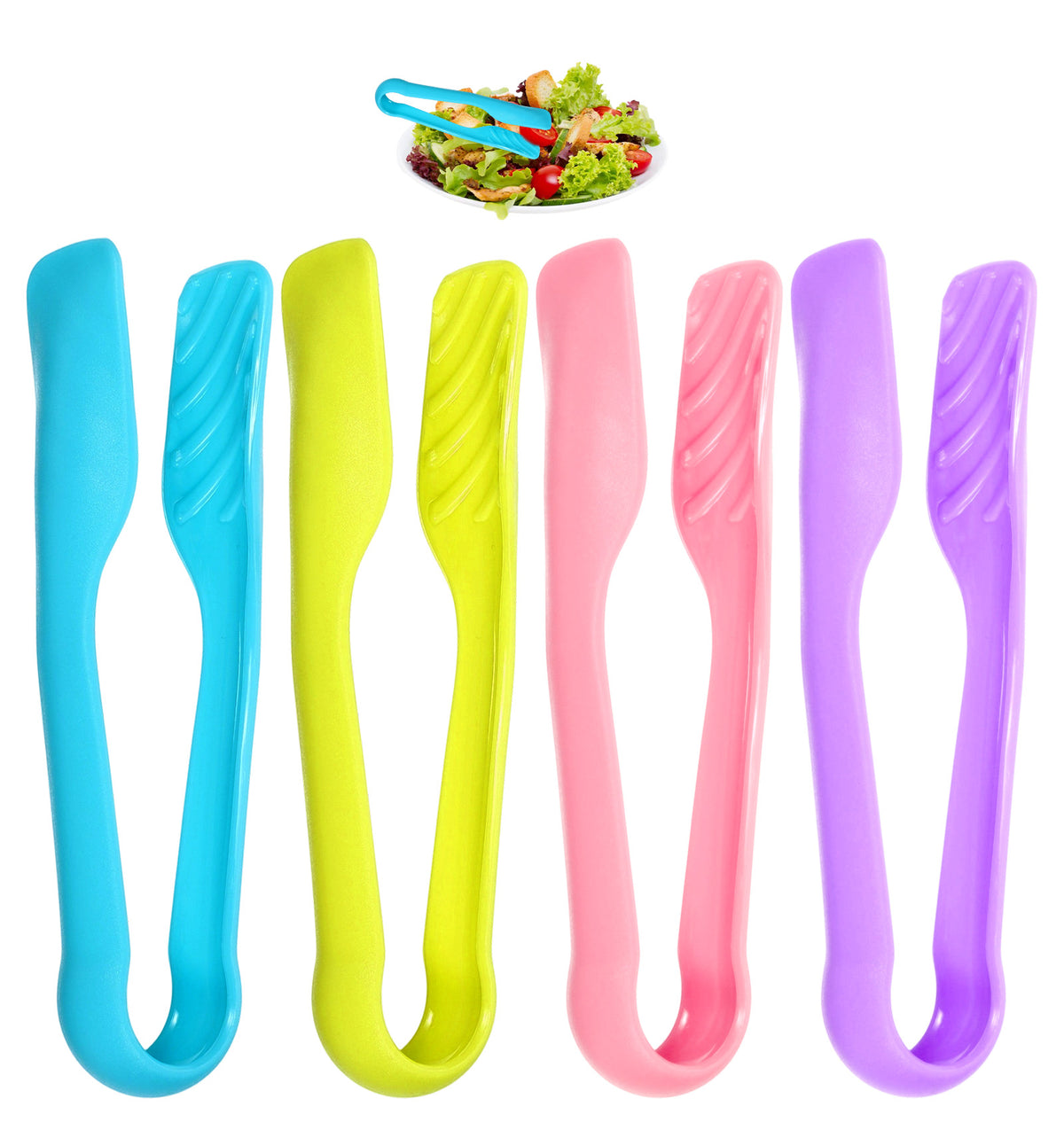 4Pcs Plastic Tongs Serving Tongs, Small Kitchen Utensils