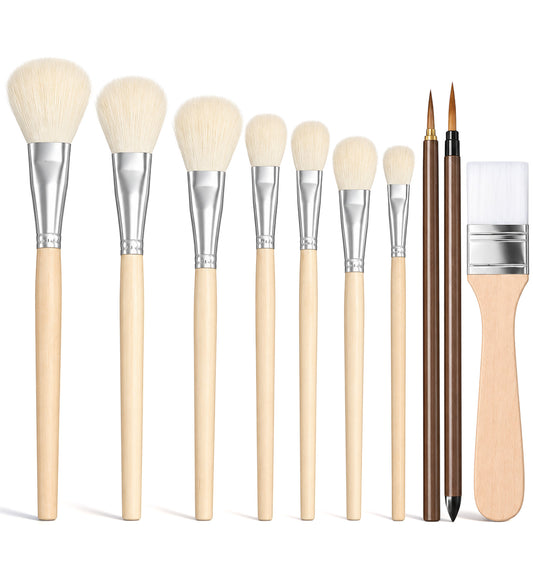 10 Pcs Mop Brush for Acrylic Painting, Versatile Acrylic Blending Brush