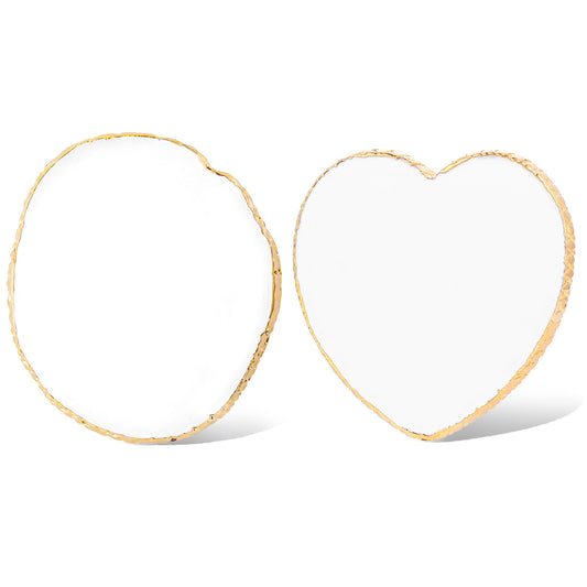 Classicseali 2pcs Nail Art Palette, Resin Nail Polish Mixing Plate with Gold Edge, Nail Palette for Nail Paint, Nail Polish Holder for Nail Design, White (Heart-Shaped & Round)