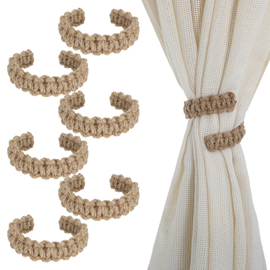 Classicseali 6PCS Curtain Tie Back, Braided Farmhouse Curtain Tiebacks, Elegant Rustic Curtains Boho Curtains Tieback, for Home Office Bedroom Window