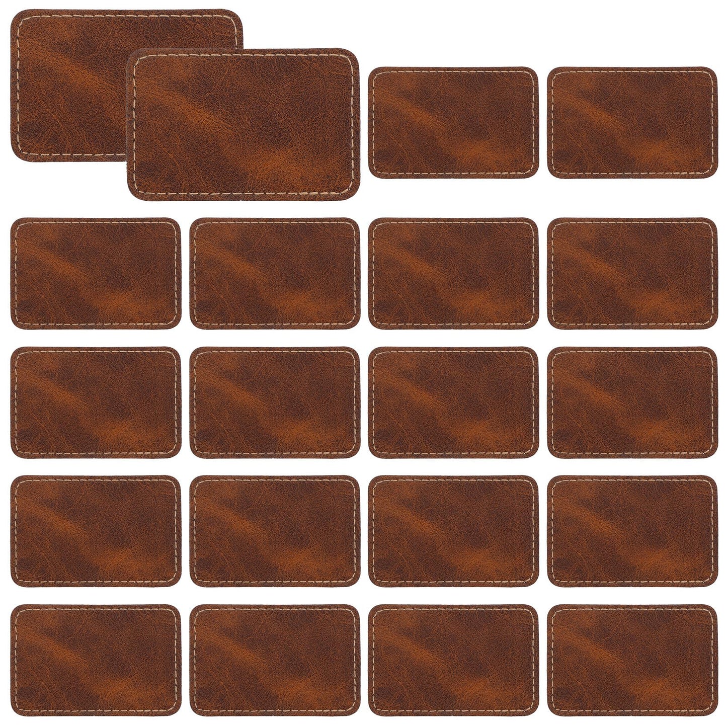 Elegaperma 20 Pcs Leather Repair Patch, 3x2 Inch Brown Leather Patches for Hats with Heat Activated Adhesive, DIY Custom Leathers Patch for Repairing & Decorating Caps, Jackets, Backpacks