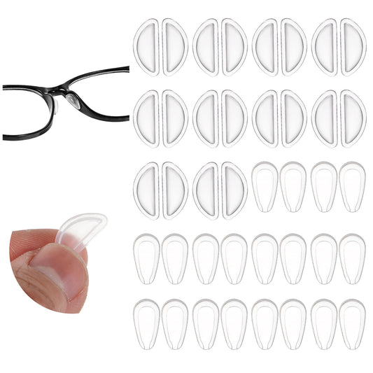 Classicseali 20Pairs Glasses Pads Nose, Silicone Nose Pads for Glasses, Air Bag Anti Slip Spectacle Nose Cushions for Eyeglasses, Replacement Clear Soft Nose Grips for Eyeglasses Sunglasses Stick On