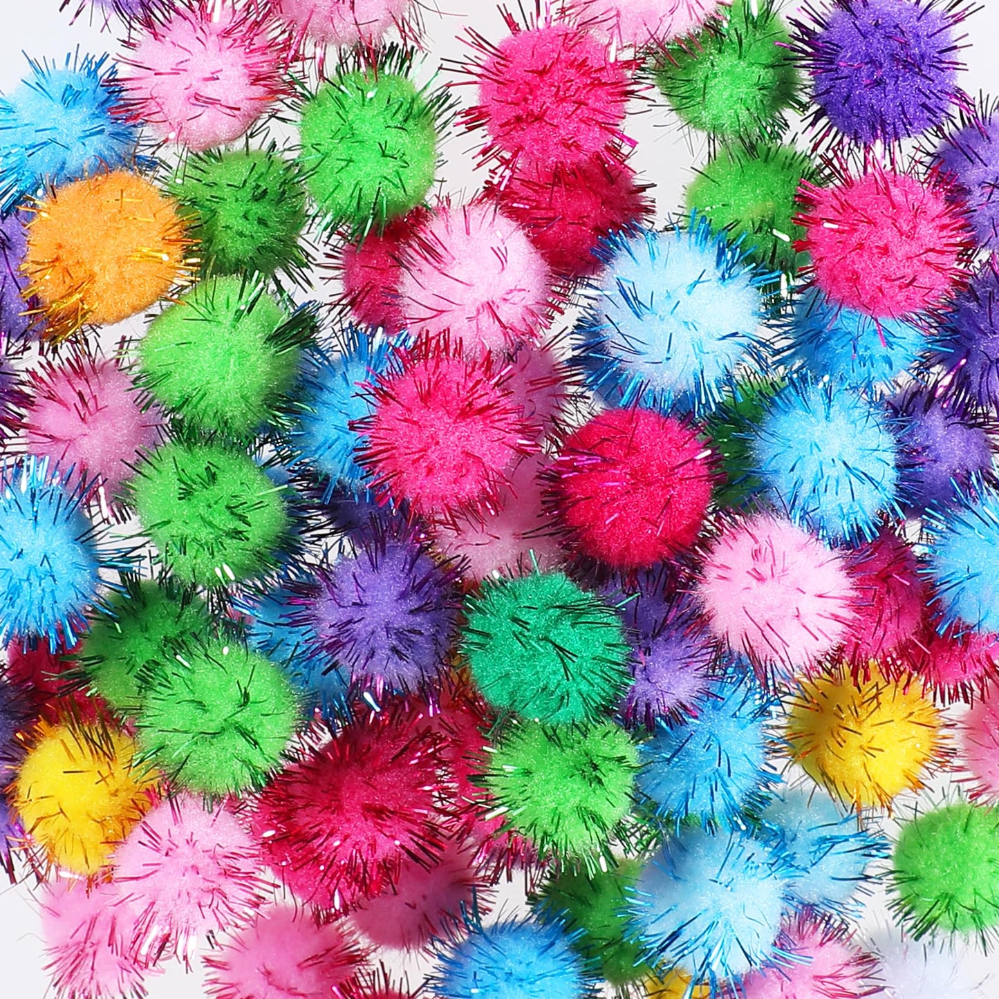 Classicseali Pack of 100 Colourful Pompoms for Crafts, Crochet Beads, Pompoms, Felt Balls, Colourful for DIY Creative Crafts, Birthday, Wedding, Party Decoration, 2 cm Bobble for Crafts