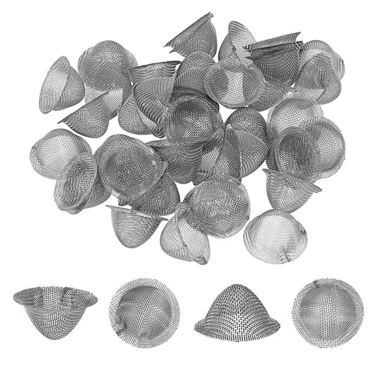oruola 50pcs Conical Bowl Metal Pipe Filter Screen Gauze,Metal Wire Mesh Filter,Reusable Tube Ball Screen,Metal Gauze Funnels Mesh Bowl Screens for Household,Industrial,Laboratory,16 mm Diameter