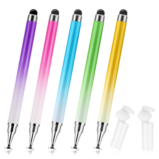 Oruola 2 in 1 Touch Screen Stylus Pens for Touch Screens,5 Pack Gradient Color High Sensitivity Touch Screen Pen with Stand Cap for Smartphones,Tablets,Android,iPad,iPhone,Samsung,Microsoft Devices