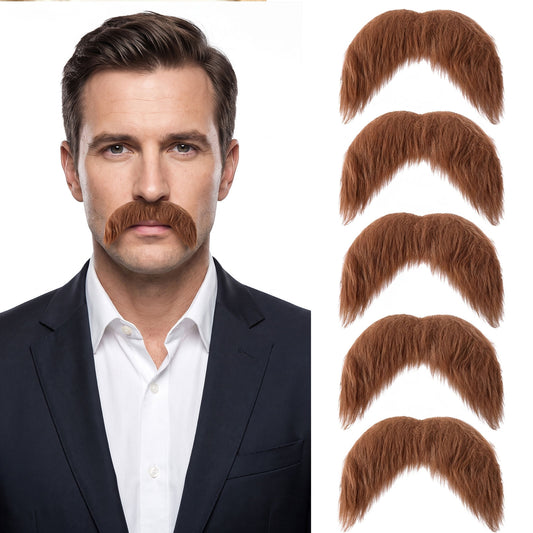 Elegaperma 6Pcs Fake Moustaches, Classic Brown Mustache Self Adhesive