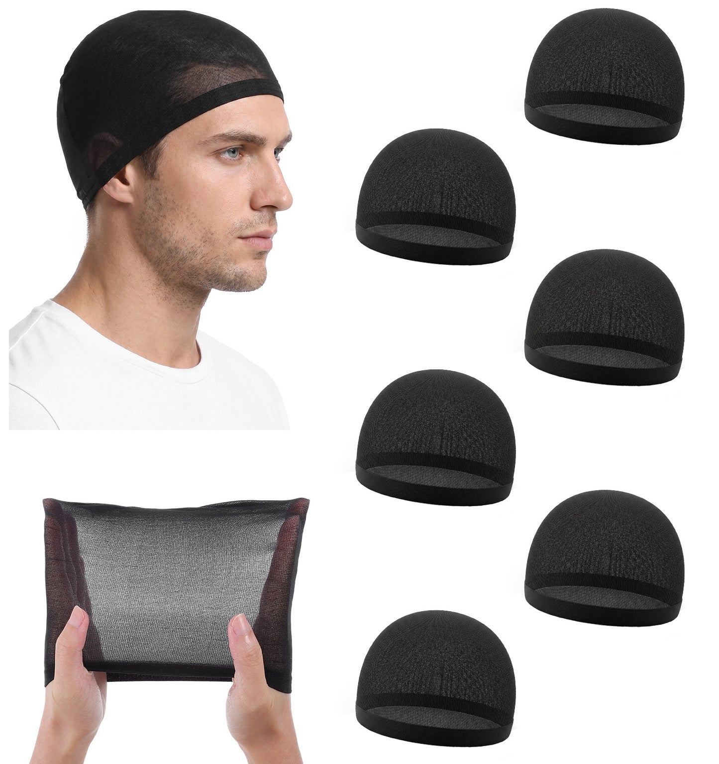 6Pcs Wave Cap, Men Wave Cap with Anti-Slip Grip for Sleeping