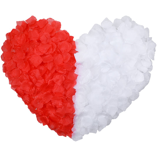 guduling 2000pcs Fake Rose Petals, Flower Petals, Red Rose Petal, Roses Petal Decorations for Romantic Night,Wedding,Proposal Anniversary Flower Decorations(Red & White)