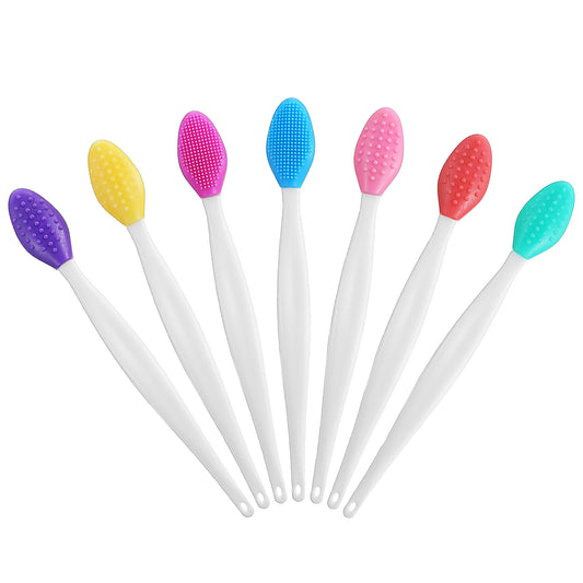 Guduling 7 PCS Pore Scrubbing Brushm,Lip Scrubber Silicone,Lip Scrub Brush for Cleansing Dull Lips and Nose,Leaving Lips Smooth and Soft,Exfoliating Brushs for Nose,Fuller Healthylip