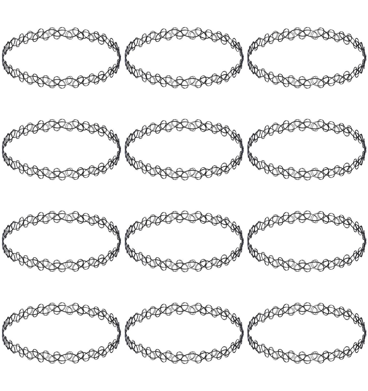 Thrymme 12 Pcs 90s Choker Necklace Set - Black Stretchy Tattoo Choker Necklace Retro Y2K Jewelry for Women, Elastic Adjustable Gothic Grunge Aesthetic Accessories