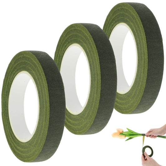 oruola 3 pcs Flower Tape,12MM Green Florist Tape for Bouquet Stem Wrapping and DIY Handcrafts,Green Tapes for Flowers for Crafts Bouquets Stem Vases Artificial Flowers Wreath