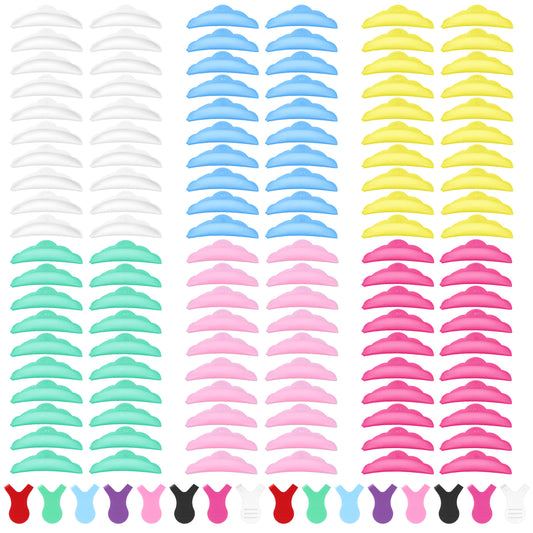Classicseali 120PCS Lash Lift Shields, Silicone Eyelash Lift Pads, Multicolor Reusable Soft Lash Lifts Pads with 16pcs Y Shape Eyelash Brush, Makeup Beauty Tools, for Eyelashes Lifting and Coloring