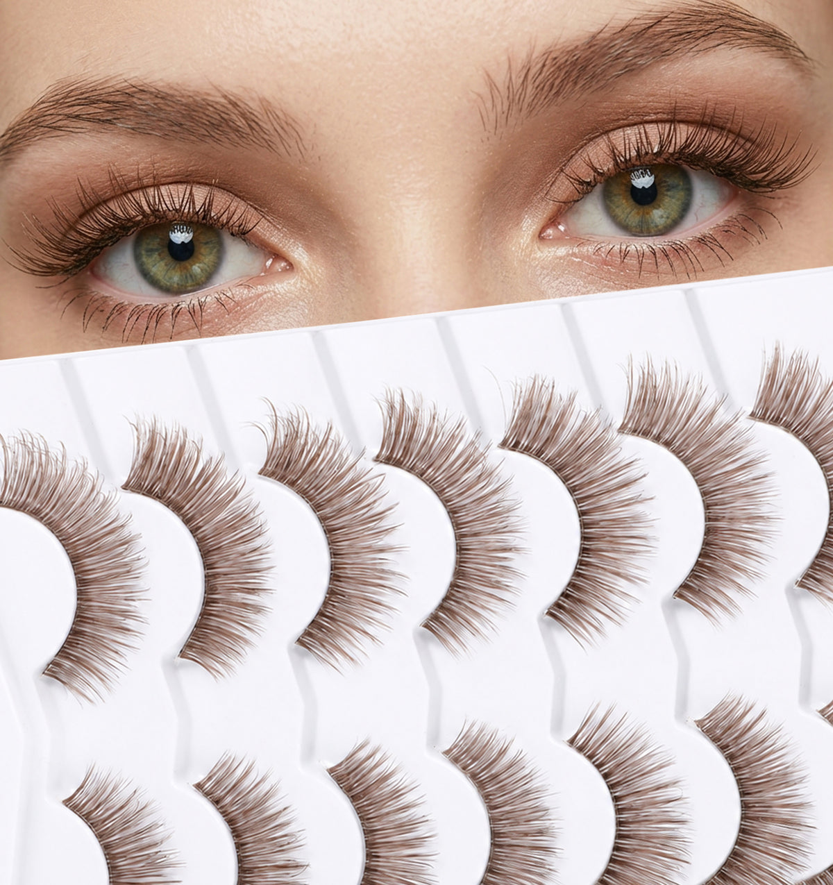 7 Pairs Brown Eyelashes, Brown Lashes Natural Look Cat Eye