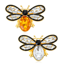 Classicseali 2PCS Bee Pin, Rhinestone Honey Bee Brooch, Bee Brooch Pin, Stylish Accessories for Women Men Party Dating Daily, White, Yellow