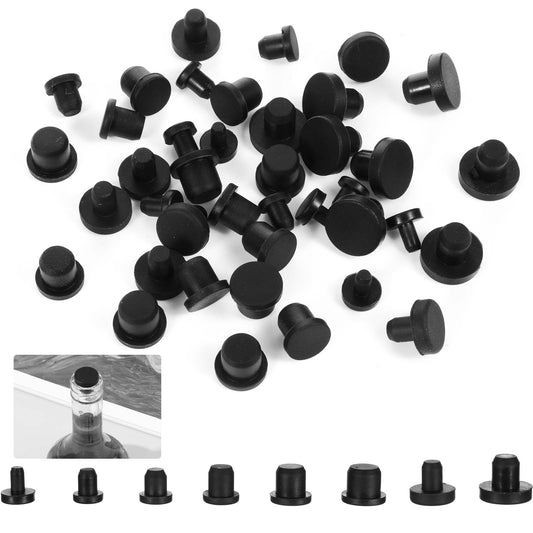 Guduling 80pcs Rubber Bungs, Rubber Bungs for Holes, Silicone Material, T-Type Hole Plug, Suitable for Waterproof Sealing, Black