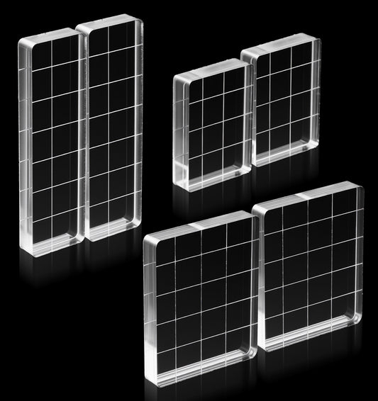 6 Pcs Acrylic Blocks for Stamping, Clear Acrylic Stamp Blocks with Grid Lines for Scrapbooking DIY Crafts Card Making (3 Sizes: 2x7cm, 3x4cm, 4x5cm)