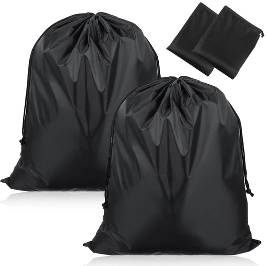 oruola 2pcs Drawstring Bags,Black Drawstring Gym Bag,Foldable Waterproof Travel Laundry Bag,60 x 50 cm Large Drawstring Bag,Draw String Bag Gym for Travel,Bedroom,Laundry Room,Dormitory(Black)