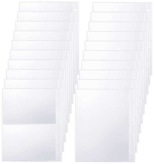 20 Pack A5 Binder Pockets, Clear Plastic Sleeves, Binder Inserts for Standard 6 Ring A5 Binders - Documents, Photos, Cards