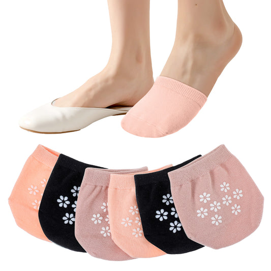 ValueBargain 3 Pairs Toe Topper Socks Women, Half Socks for Women Girls Toe Toppers Liner No Show Invisible for Mules, Seamless Non Slip Grip Lightweight Breathable Comfortable Hidden Foot Covers