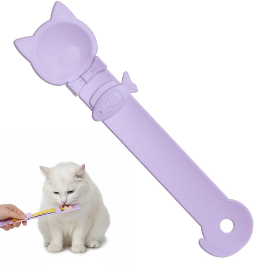 Classicseali Cat Treat Spoon,10.43 X 2.36 In Cute Churu Spoon, Multifunctional Durable Cats Treat Feeder Spoons, Comfortable Grip, Suitable for Cat Liquid Treats and Wet Food, Purple