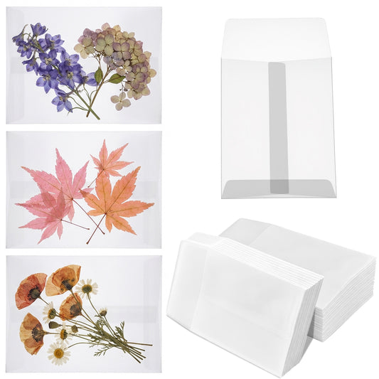 Classicseali 25 Pcs Vellum Envelopes, 5 X 7 in Transparent Envelopes, Glassine Envelopes for Stamps, Frosted Transparent Sulfuric Acid Paper Bag, for Seeds Stamp Coin Collecting Lottery Ticket Card