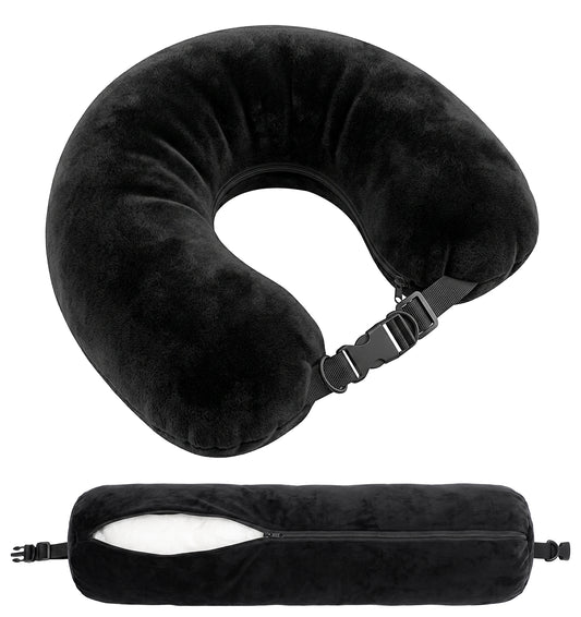 Neck Travel Pillow, Adjustable Neck Pillow Travel with No Filler Storage