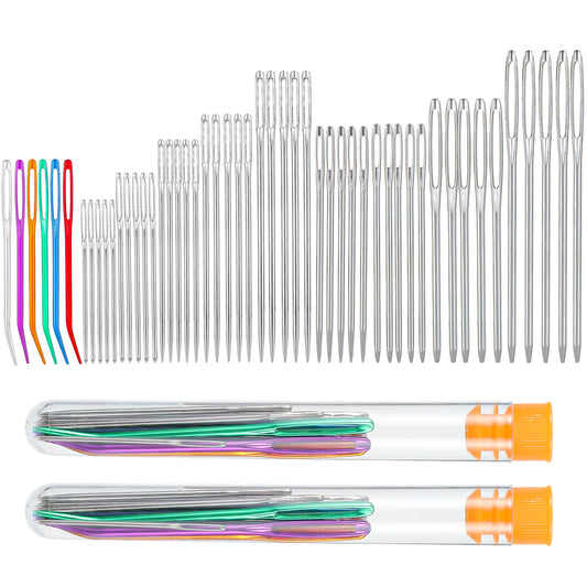Classicseali 51pcs Yarn Needles Large Eye for Crochet, 10 Sizes Darning Needle, Tapestry Needles, Stainless Steel Yarn Needle with 2 Storage Box for Crochet, Darning, Weaving, DIY Crafting