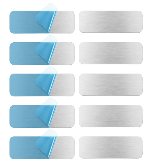 10 Pack Metal Plate for Magnets, Adhesive Iron Strips Sticker for Magnetic Under Counter Lighting, Rechargeable Motion Sensor Light Mounting Plates, Silver 2.8 × 1.0 inches