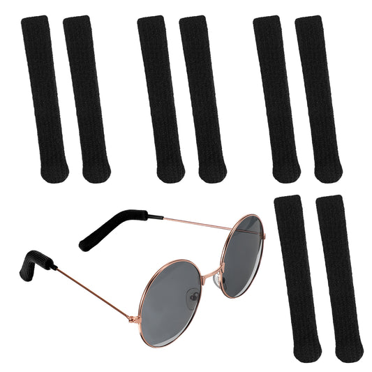 Gudulig 4 Pairs Glasses Ear Cushions,Anti-Slip Elastic Temple Tips Sleeve Retainer,Soft Comfort Eyeglass Gripper Pads for Sunglasses Reading Sports(Black)