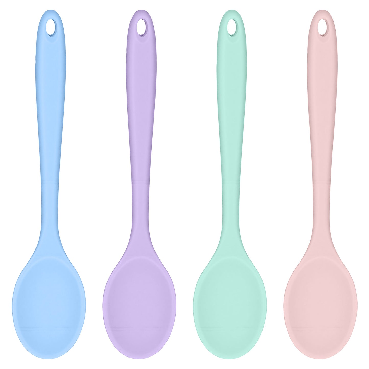 Guduling 2 Pcs Silicone Spoon,4 Color Silicone Cooking Spoon,8 in Silicones Spoons for Cookings – Heat Resistant Long Handle Stirring Spoons for Cooking, Baking & Non-Stick Kitchen Tools