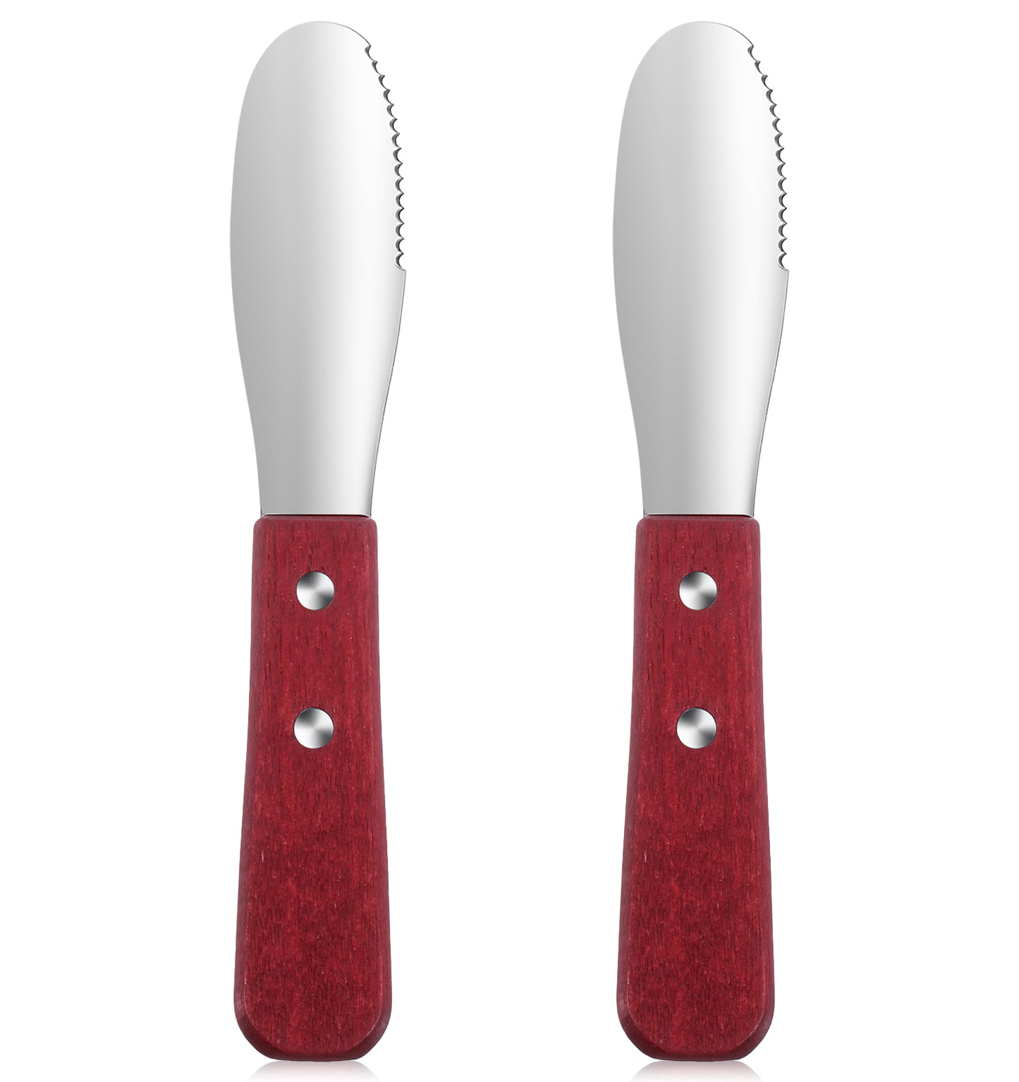 Thrymme 2 Pcs Butter Knife Spreader, 19cm Butter Knives Beechwood Handle Spreading Knife for Butter, Cheese & Jam – Stainless Steel Butter Knive (Chestnut)