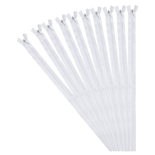 5 Pcs Invisible Zip for Sewing, 40 cm Nylon Closed-Ended Concealed Zippers, White (2.5 cm Width)