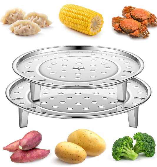 2 Pcs Steamer Rack, Stainless Steel Round Steam Rack for Pot(7.1"& 7.9")
