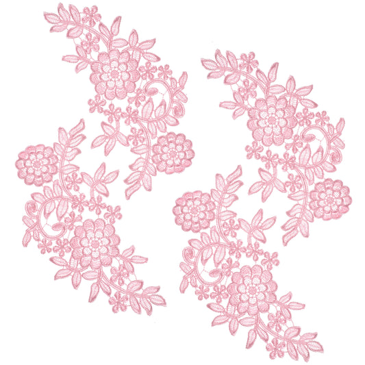 Guduling Lace Appliques Embellishments 4 Pack,3D Floral Lace Appliques,Vintage Pink Embroidered Patches for DIY Wedding Dress, Bridal Veil & Clothing Decoration,for Sewing or Crafting
