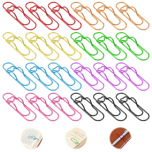 Classicseali 24 Pcs Paperclip Pen Holder,Colorful Metal Pen Clips,Pen Clip for Journal,Notebook,Planners