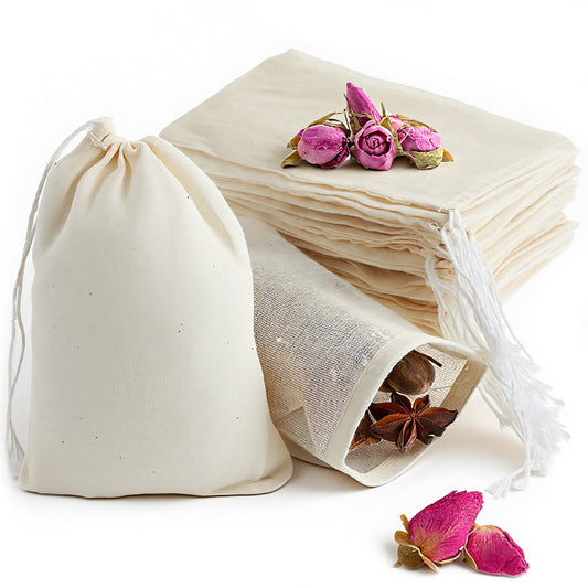 Guduling 30 Pcs Reusable Tea Bags,Spice Bags for Cooking,6 X 4 in Spice Bag with Drawstring, Muslin Bag for Cooking for Straining, Soup/Herb/Loose Leaf Tea