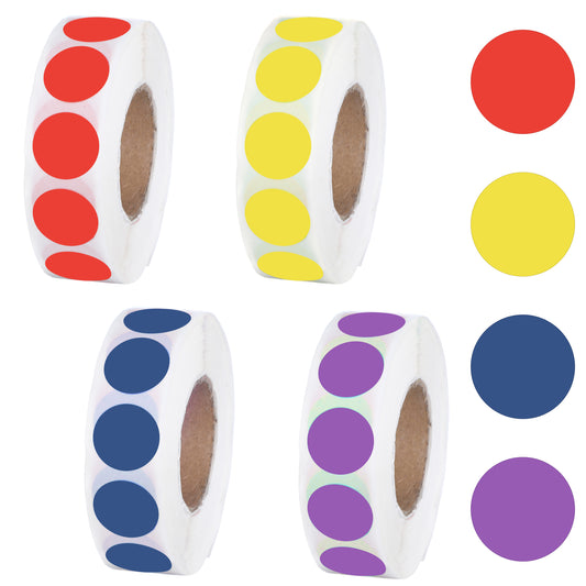 Oruola 4000 Pcs Coloured Dots Stickers,4 Rolls Coloured Sticky Dots,Sticky Dot for Marking,Waterproof Removable,13mm Circle Dot Stickers,Perfect for Home,School or Inventory Labeling(4 Colors)