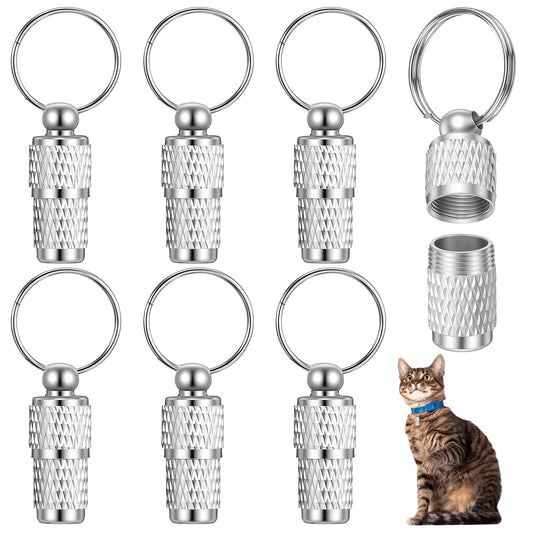 Elegaperma 6pcs Cat Tag, Waterproof Pet Tag Attached to A Collar or Worn on A Necklace, Cat Id Tags Pet'S Detailed Information with Ring, for Large, Medium, and Small Pets (Silver)