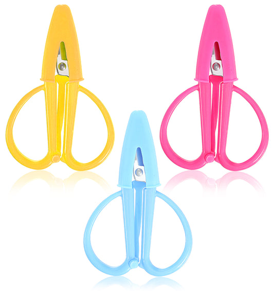 3PCS Mini Scissors, 2.5 Inch Small Sharp Scissors with Cover, Portable for Sewing, Crafts & Yarn,（3 Colors）