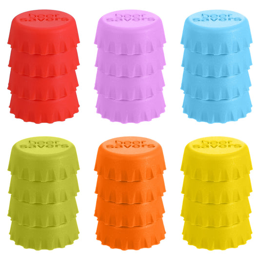 Classicseali 24PCS Anti Spike Drink Covers, Reusable Soda Bottle Caps, Beer Silicone Cap for Bottles, for Home Brewing Beer Soft Drinks Wine Bottles Beers Soda Water Kitchen Gadget, 6 Colors