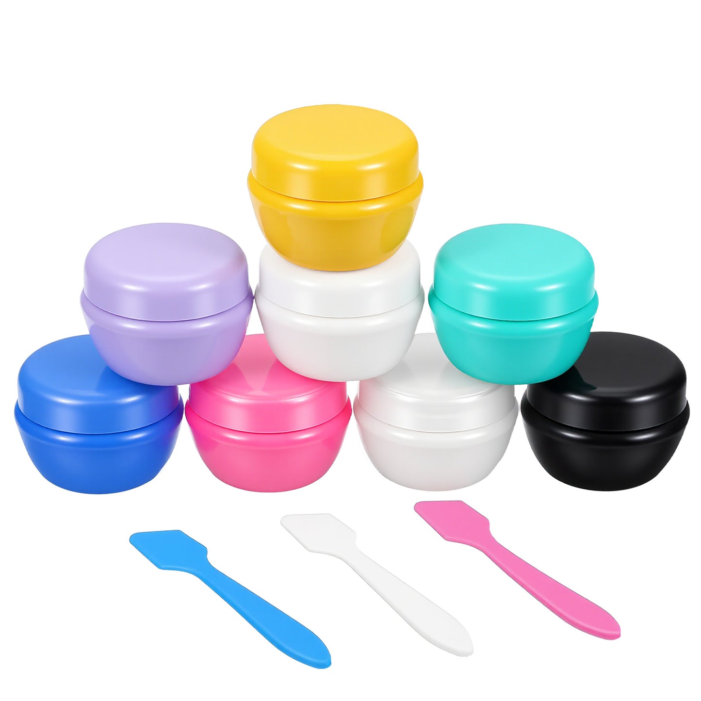 Guduling 8pcs Travel Tubs for Toiletries, 20ml Travel Cream Pots, Multicolor Traveling Pots for Cream, Refillable Creams Container With 3pcs Small Spoons for Toiletries, Creams, Lotion