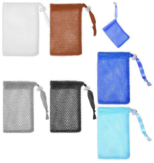 Soap Bag, 6-Pack Soap Bag for Shower with Drawstring Closure, Designed for Exfoliating and Foaming During Body and Facial Cleansing in The Bath or Shower(6 Colors, 5.5" X 3.5")