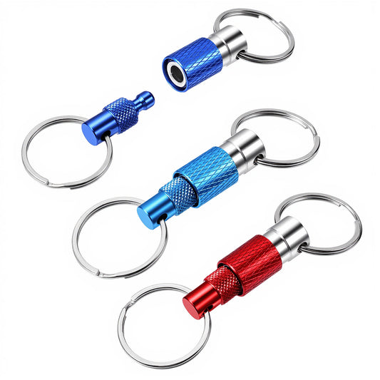 guduling 3-Pack Quick Release Keyring,Aluminum Alloy Detachable Key Ring,Pull Apart Key Rings in 3 Colors, Lightweight Split Keys Holder for Car, Purse & Everyday Carry